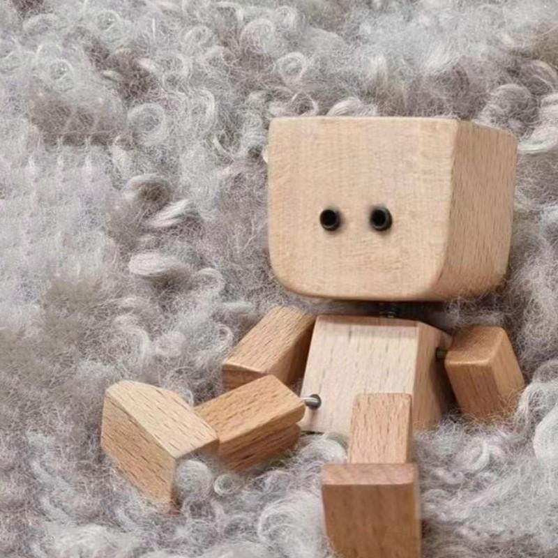 1 sada Třesoucí se dřevěná figurka muže s 12 magnetickými výrazy Ručně vyrobená třesoucí se nohy dřevěná panenka Dekorace na palubní desku auta, na stůl