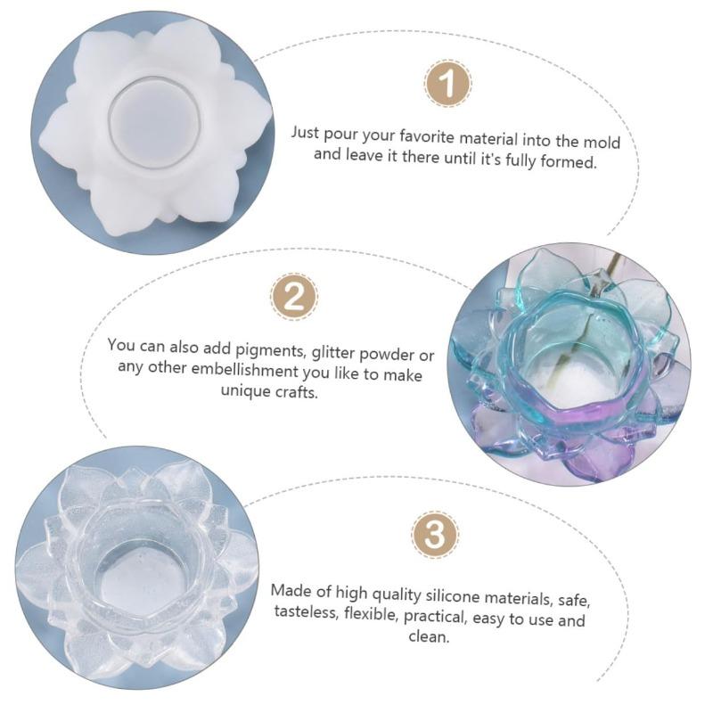 1pcs DIY Crystal Dropper Mold Candle Silicone Mold Lotus Candle Holder Insulation Lotus Resin Mold Epoxy Resin Silicone Mold