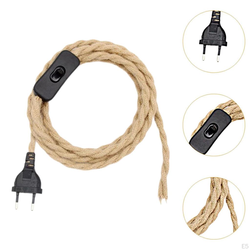 Covered Lamp Cord with Switch Button and Plug for Floor Lights Pendant Light 1.8m