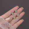 Elegant French Retro Imitation Jade Stud Earrings for Women