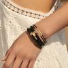 Vintage Rhinestone Braided Leather Bracelet for Women Bohemian Multilayer Wrap Wide Bracelets Party Jewelry Gifts