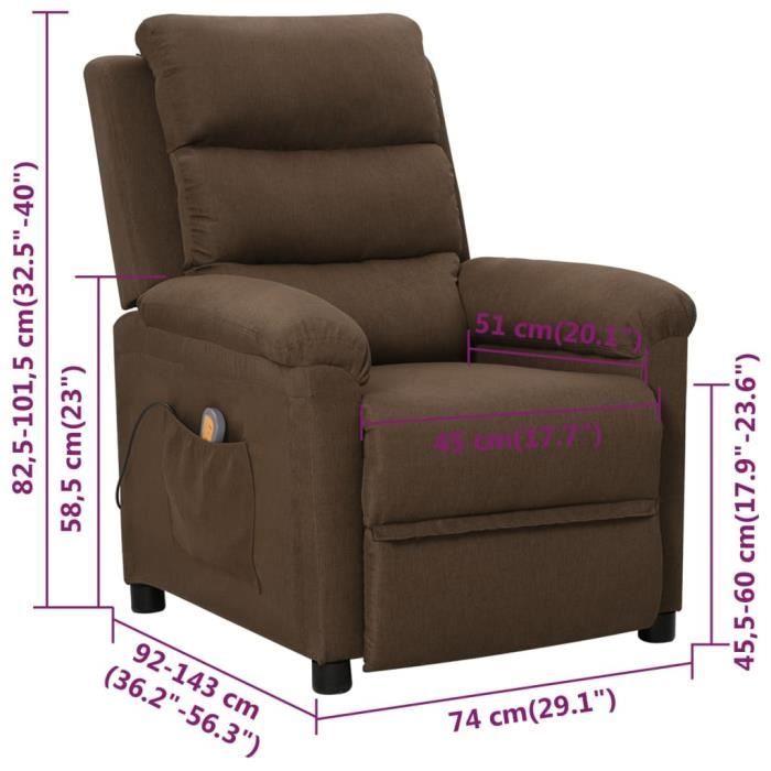 VidaXL Fauteuil de massage inclinable Marron Tissu
