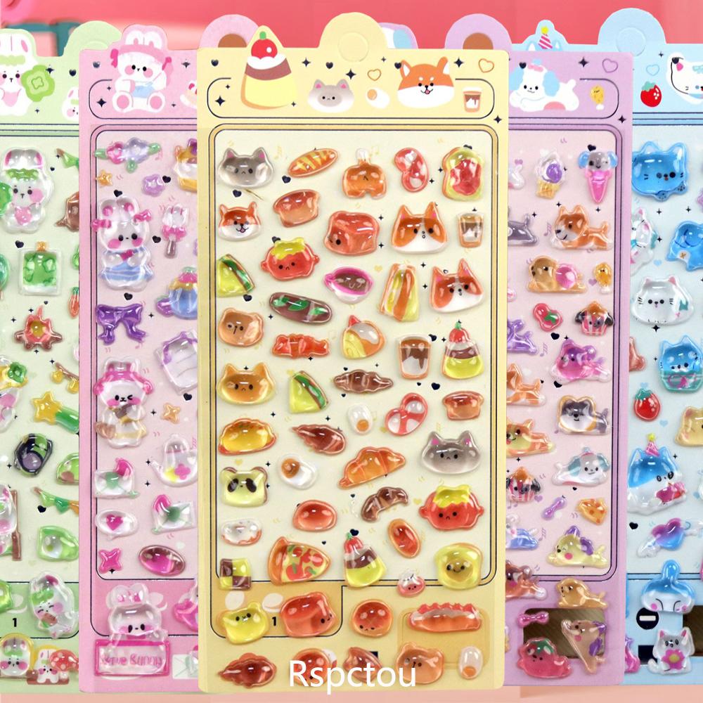 Autocollant Animal Cartoon Kawaii 3D Mignon Amusant DIY Autocollants Cristal 3D Gaufrés pour Scrapbook Journal Papeterie Décoration