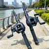 Carrete de Baitcasting Ultraligero Combo Caña de Pescar de Lanzamiento Largo para Viaje Caña de Pescar Mini Viaje