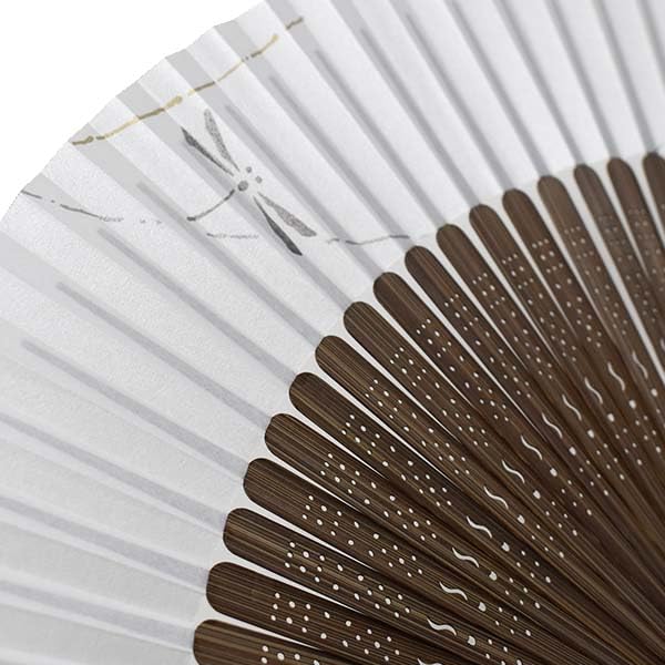 Kimono Painted Folding Made in Medium Carving of Karaki Large Short Pearl Dragonfly [Stylish Iroha] High-Quality Fan, Scented, Japan, Wood, Size,