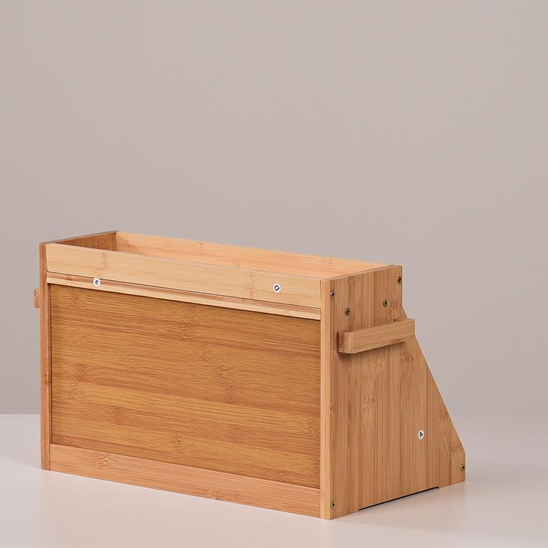 Double-Layer Bamboo Bread and Cake Storage Box with Flip-Top Lid