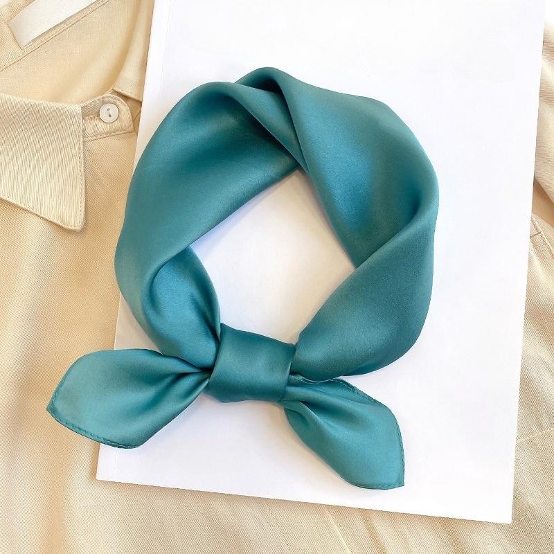 Solid Nature Silk Square Scarfs for Women Neck Ties Foulard Neckerchief Hairband Hands Bag Ribbons Headband Gift