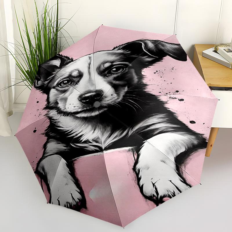 1PC Cute Puppy Dog Folding Umbrella Fashion Auto-Open Design 8 Iron Ribs Plastic Handle Foldable Sunshade Perfect Christmas Gift