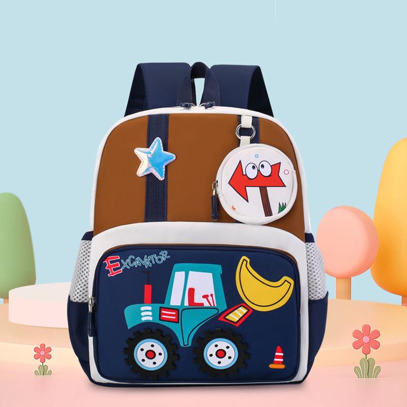 

Kindergarten primary school students schoolbag cartoon cute excavator boys and girls backpack new large capacity children s backpack тёмно-синий