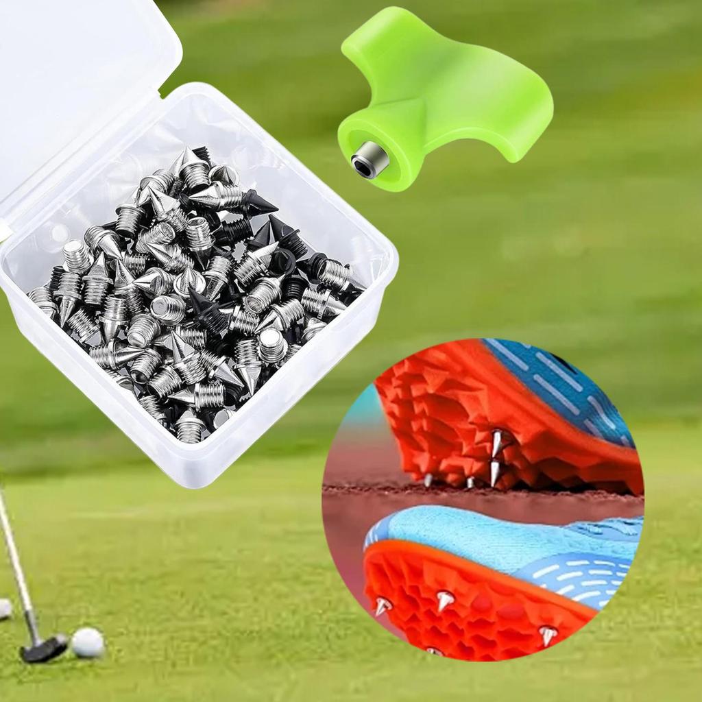 100 Pieces Golf Shoe Spikes Replacement Cleats with Wrench Alloy Steel Anti Portable Universal