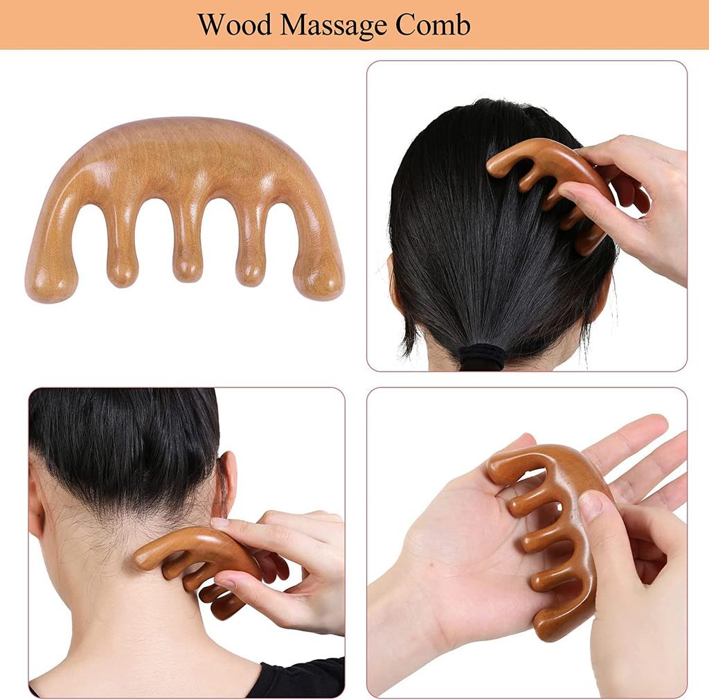 Soulvinee Wooden Massage Comb Guasha Comb Scraping Massage Tools Head Neck Massager Spa Acupuncture pcs 1