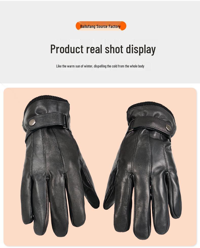 Unisex Genuine Leather Gloves for Winter, Motorcycle Riding, and Outdoor Activities