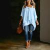 New European and American Cross-border Foreign Trade Product, Asymmetrical Shoulder Strap, Solid Color Top, Lazy Style, Draped Off-shoulder Women's