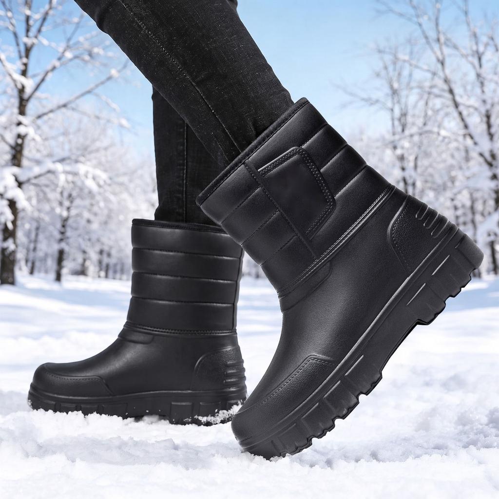 Men's Fashion Plus Size Lined Winter Boots, Warm Cotton Boots for Cold