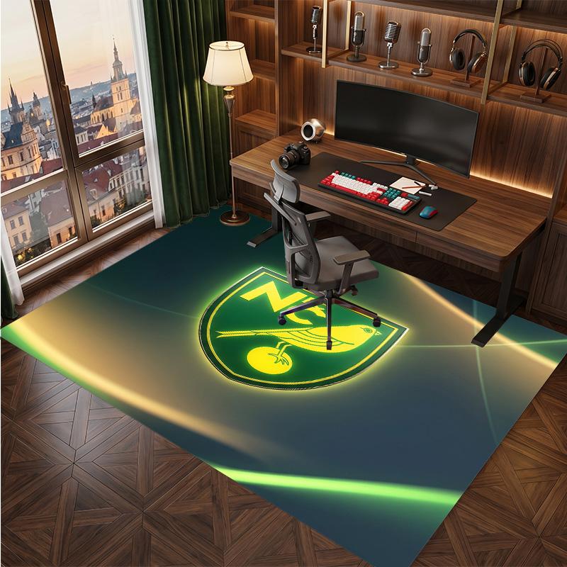 Norwich City Football Print Crystal Velvet Rug, Comfortable Water Absorbent Non Slip Indoor Floor Carpet