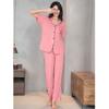 Women's Modal Rayon Pajamas Cardigan Striped Homewear Love Pockets Long Pants Casual Pajama Set
