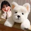 Peluche Kawaii Cucciolo West Highland White Terrier 30cm Morbido Soffice Prono a Sdraiarsi Cucciolo Alta Qualità Compagno Cane Bambola Regalo di Compleanno per Bambini