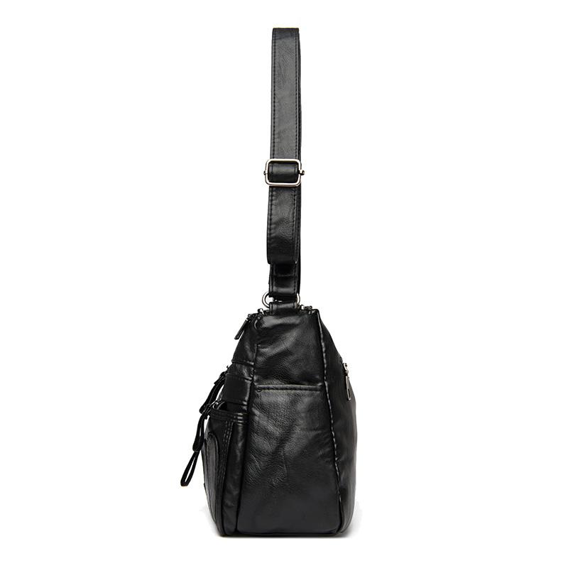 Borsa a tracolla multistrato in morbida pelle tinta unita da donna, grande capacità, borsa da viaggio multifunzionale sottobraccio