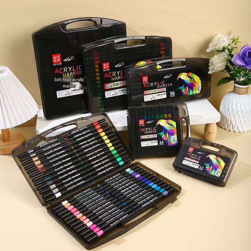 

80-Color Acrylic Soft-Tip Marker Set: Quick-Drying, Non-Bleeding Watercolor Pens for Children s Doodling & Painting, Stackable and Vibrant. 12 Colors Acrylic Soft-Tip Marker