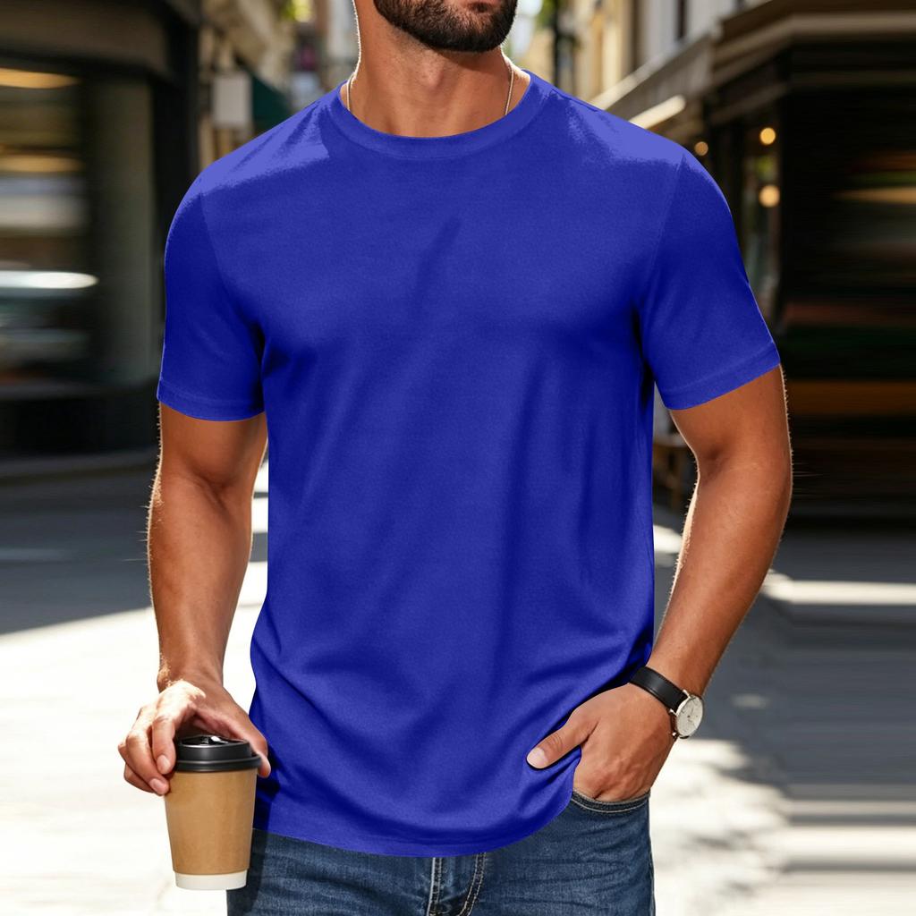 Men's Breathable Crew Neck T-Shirt Short Sleeve Athletic Shirt Lightweight Soft Fabric Moisture Wicking Gym Top Casual Fit