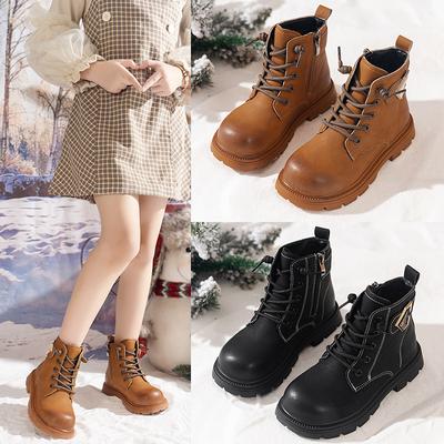 Children's Martin Boots In Spring and Autumn Boys' British Style Campus Short Boots Girls' Princess Boots Performance Leather Boots