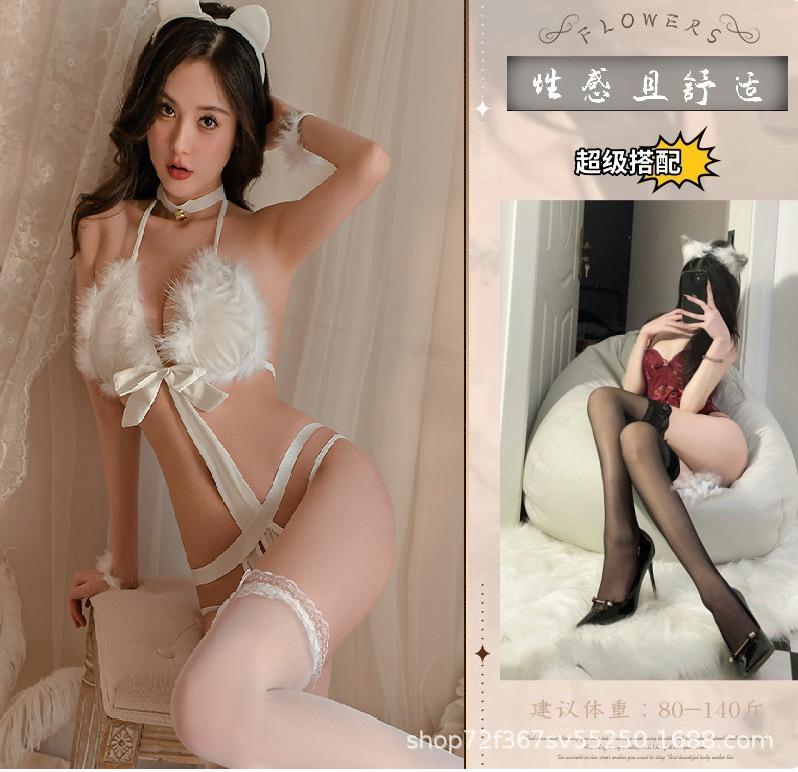 Sexy underwear Perspective straps One-piece three-point pure desire suit Hot Muse set One nurse uniform