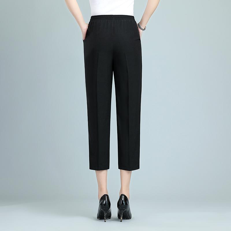 Women's Summer Thin Straight Pants Solid Color Black Trousers Summer High Waist Pants
