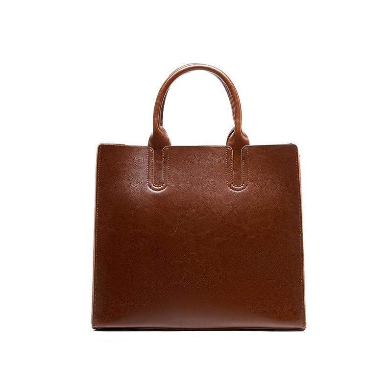 Přeshraniční všestranná voskovaná hovězí kůže ramenní tote taška pravá kůže nová pro notebook dámská velkokapacitní kabelka