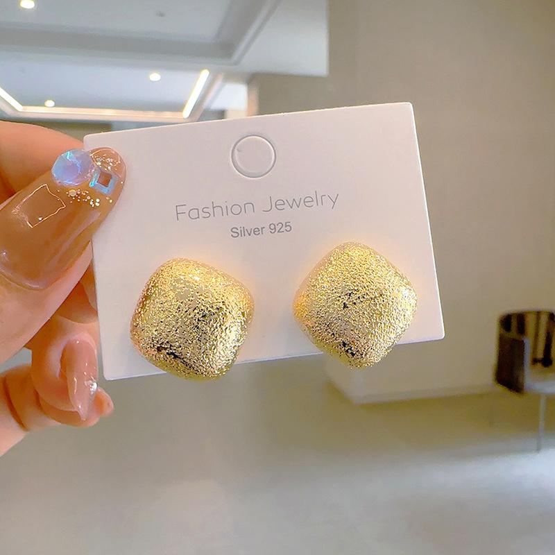 Fashion Geometric Square Stud Earrings Women Lady Vintage Matte Design Fine Jewelry Girls Birthday Party Earrings Gift
