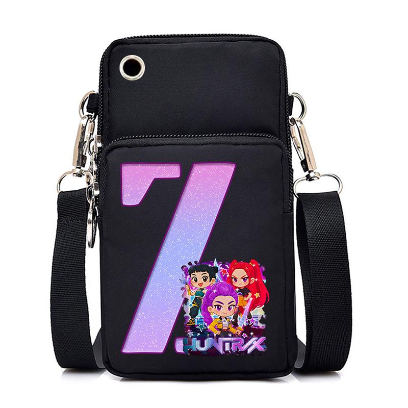 Anime Cartoon Peripheral 26 Letters Mobile Phone Bag Multi-Function Vertical Square Black Messenger Bag