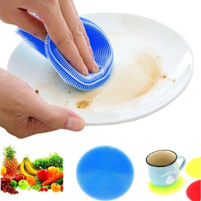 Éponge en Silicone Brosse Anti-bactérien Nettoyeur de Cuisine pour Vaisselle à laver Nettoyage