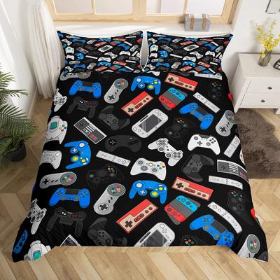 Set Huse Pilote Gamepad Microfibră Jucător Gamer Joystick Gaming Husă Plapumă Mărime Queen Copii Băieți Set Lenjerie de Pat Twin Jocuri Video