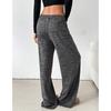 Pantalon large et décontracté à rayures pour femme, couleur unie, cordon de serrage, taille basse, droit, élégant, simple, slim, capri, 25781