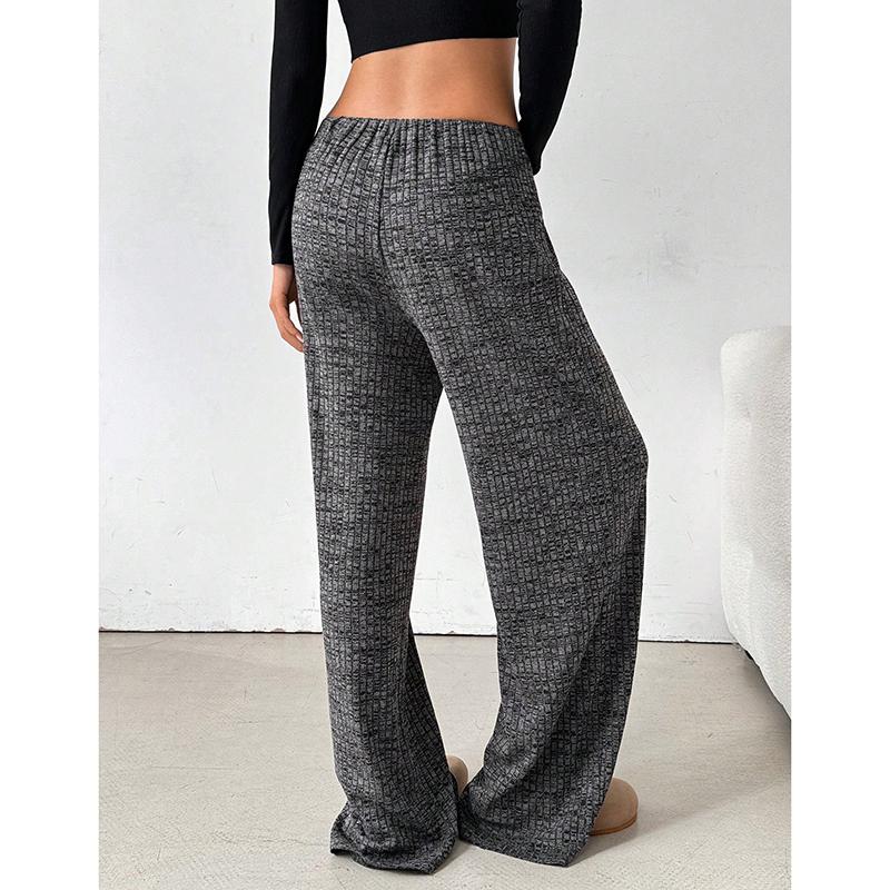 Pantalon large et décontracté à rayures pour femme, couleur unie, cordon de serrage, taille basse, droit, élégant, simple, slim, capri, 25781