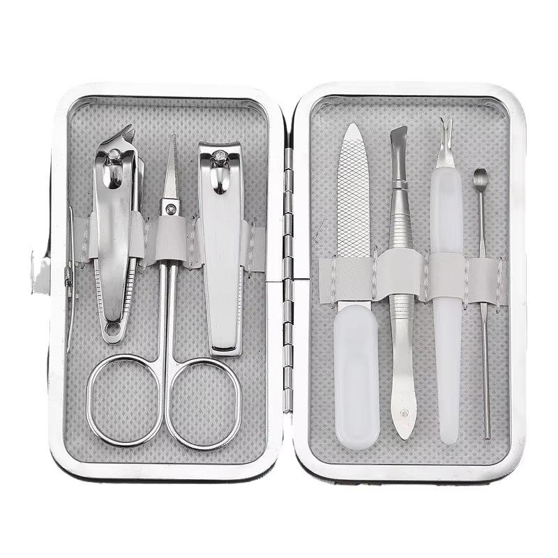 7 Pcs Set Nail Clippers Manicure Pedicure Stainless Steel Portable Cutter Tool for Travel Kit