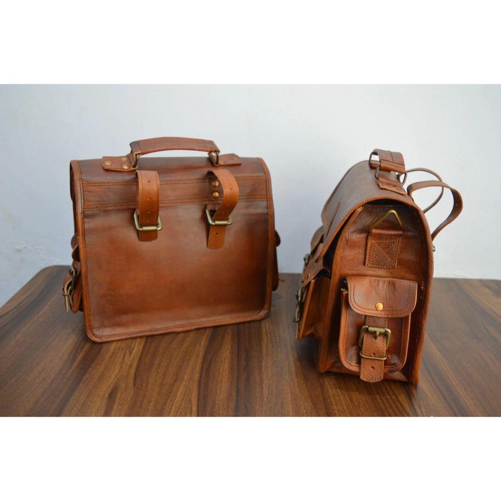 Motorcycle Side Pouch Brown Leather Side Pouch Saddle 2Bags Panniers Two Bags