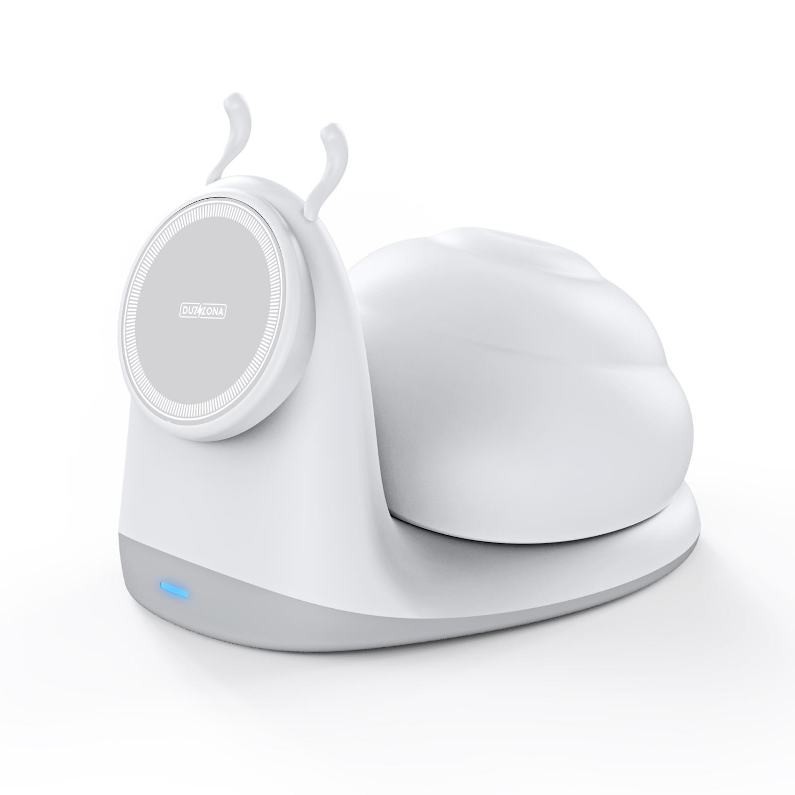 

DUZZONA W26 15W Snail-Shaped Magnetic Wireless Charger Phone Charging Dock with Night Lamp White