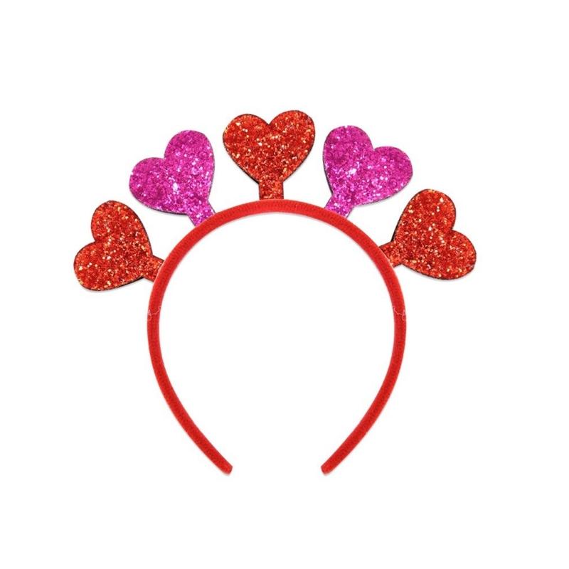 Třpytivá čelenka do vlasů ve tvaru srdce s třpytkami pro dospělé a teenagery, na párty a setkání, pokrývka hlavy, doplněk na Valentýnský festival