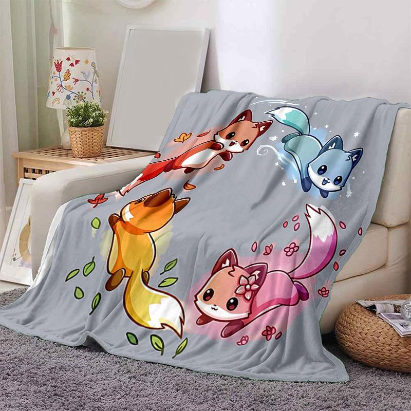 1pc Four Lively Kittens Blanket  Soft, Travel Use, Living Room, Travel, Camping, Car Blankets