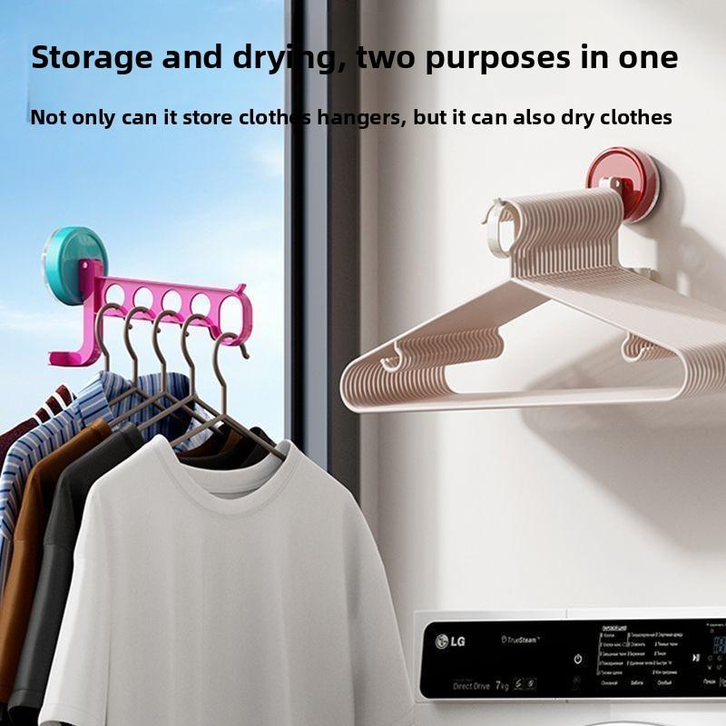 1KS 5otvorová přísavka Věšák na oblečení Úložný stojan Domácí Balkon Multifunkční Nástěnný stojan na sušení oblečení Úložný stojan