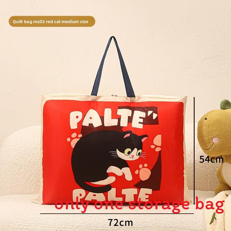 Cartoon Cat Plush Cotton Comforter Storage Bag For Travel And Bedroom Organization