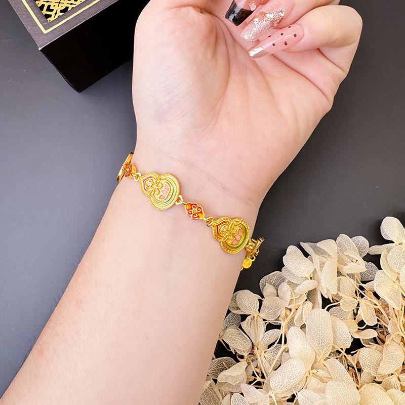 Enamel National Trend Element Oil Dripping Pattern Gourd Brand Bracelet Light Luxury Bracelet
