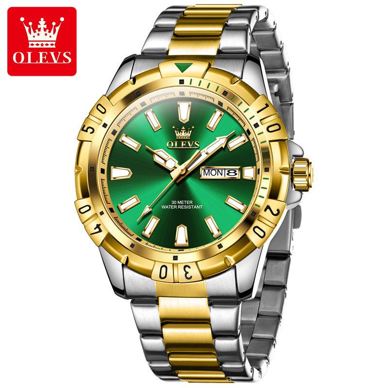 

Мужские зеленые кварцевые водонепроницаемые часы Oulisi Submariner
