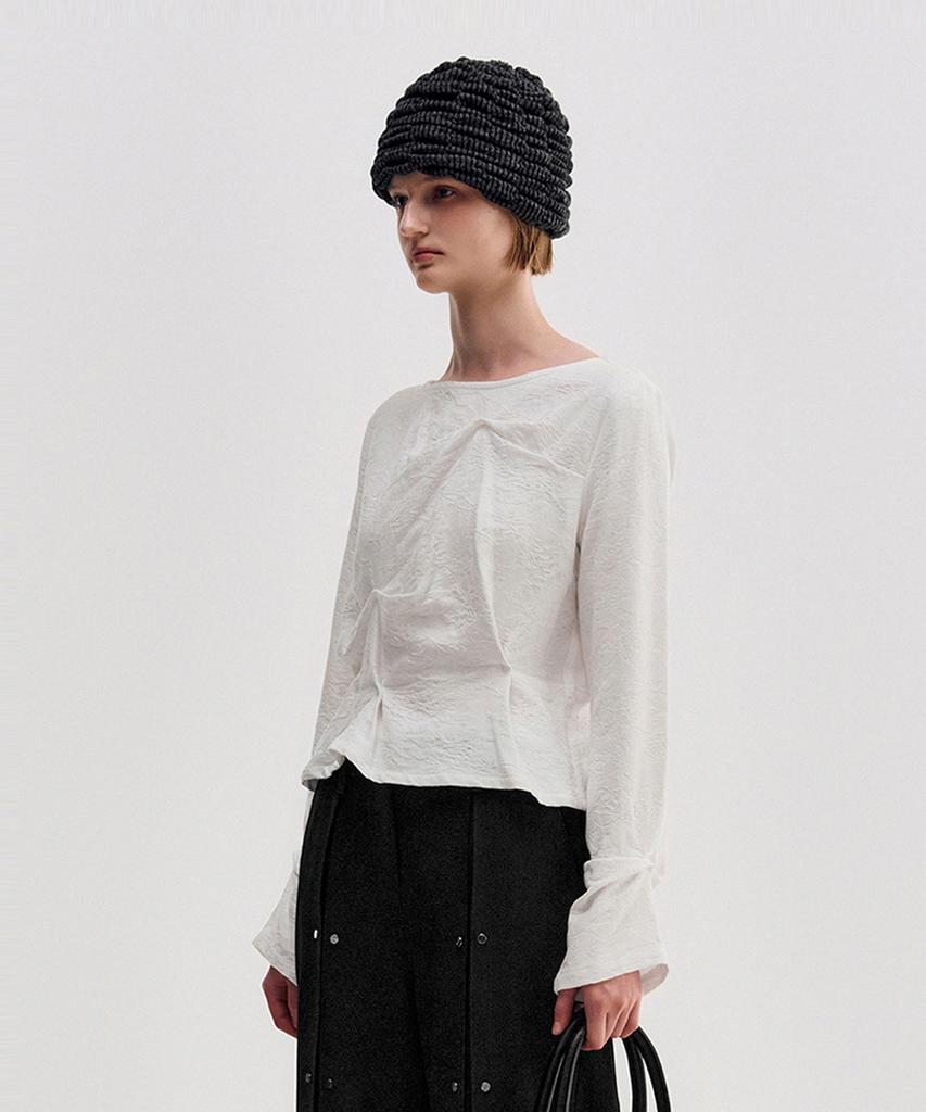 Kimjisu Pinched Long Sleeve Top _ White