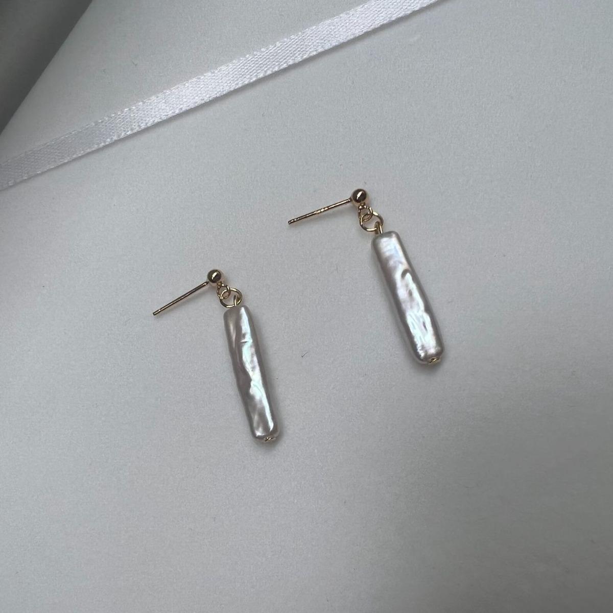 Small silver bar real shot high quality original natural colorful baroque toothpick S925 Tremella earrings