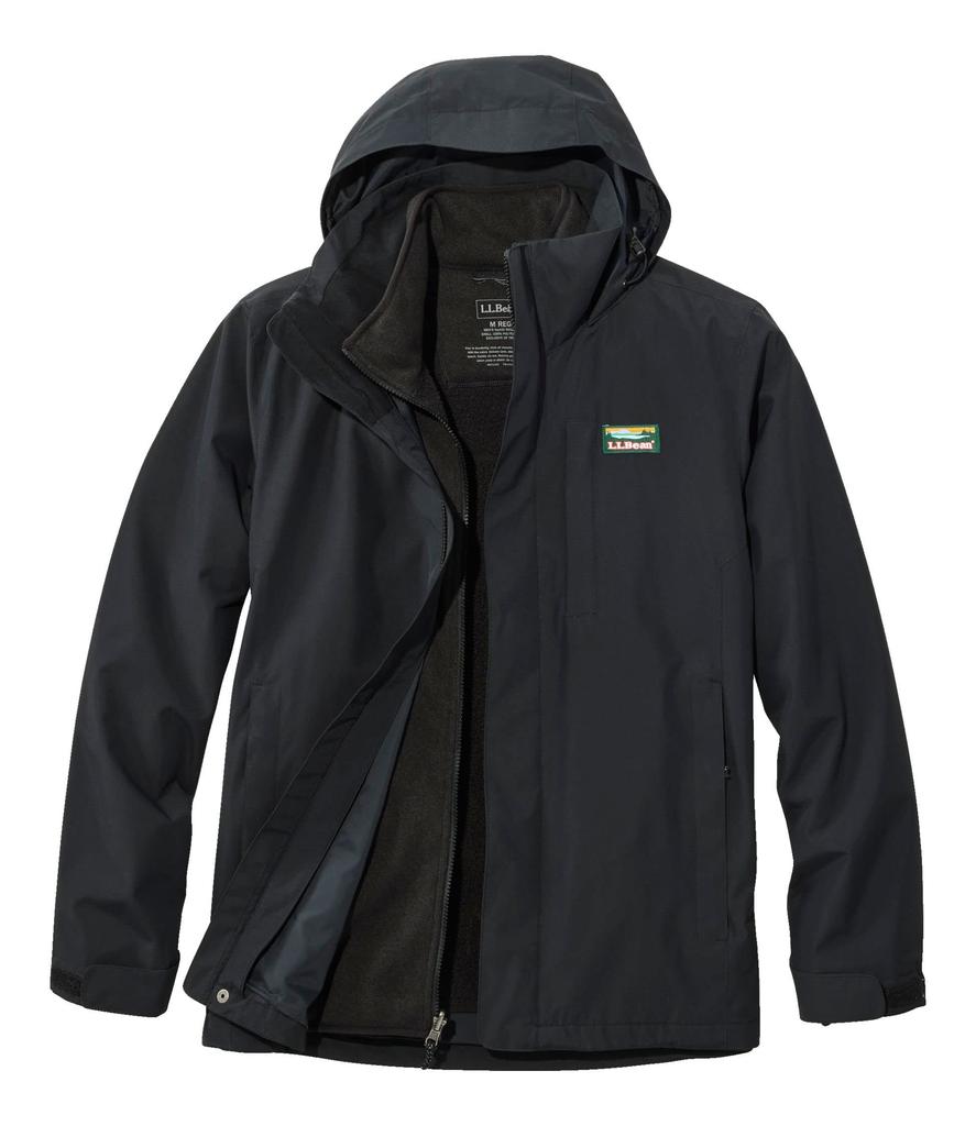 Polaire Pull Coupe US Taille 0SSQ210004 Veste 3-en-1 pour homme L.L.Bean, Régulière, Moyenne, Noir/Noir,