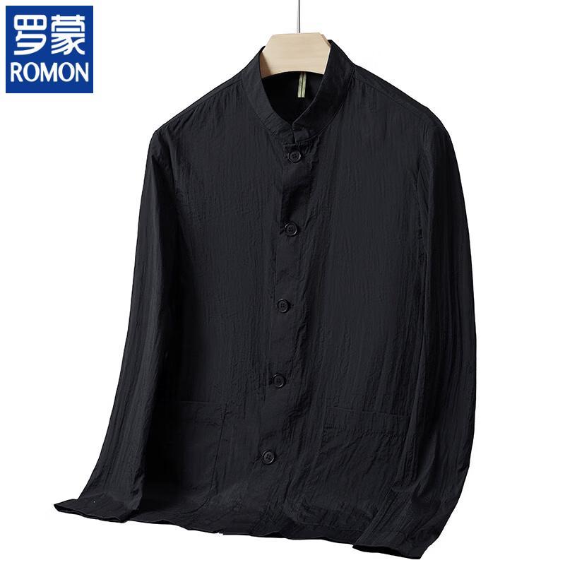 ROMON Men's Ultra-Thin Sun Protection Mandarin Collar Shirt
