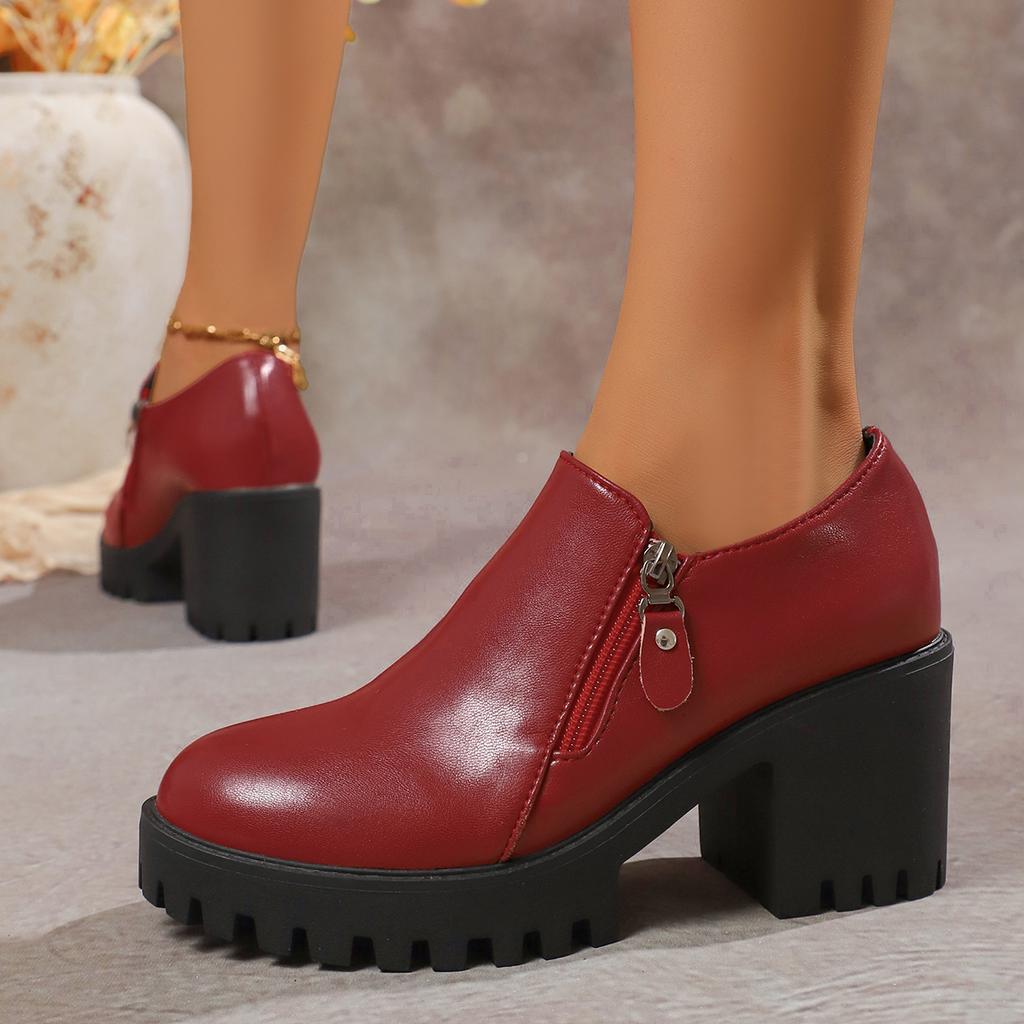 Mode 2025 Damen High Heels Schuhe Herbst Winter Neue Mode Bequeme Plateau Pumps Reißverschluss Designer Schuhe Damen Zapatos De Mujer