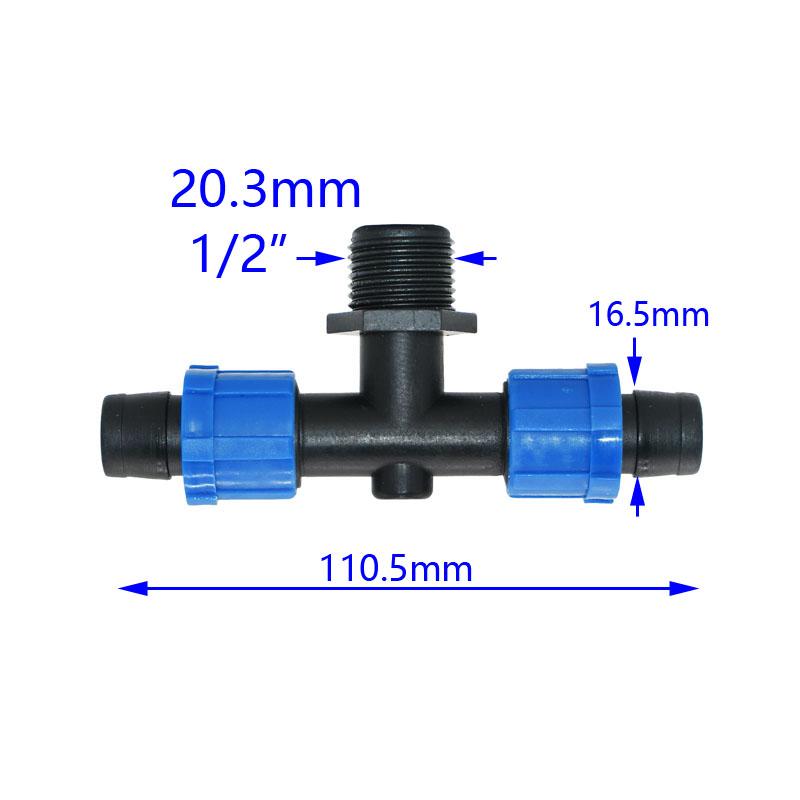 5pcs 16mm Irrigation Drip Tape Connectors Tee Elbow End Plug Repair Connector Agricultural Water Saving Irrigation Hose Joint