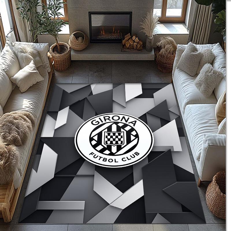 Tappeto Morbido Antiscivolo per Interni con Motivo Calcio Girona FC Tappetino Decorativo Sportivo per Camera da Letto
